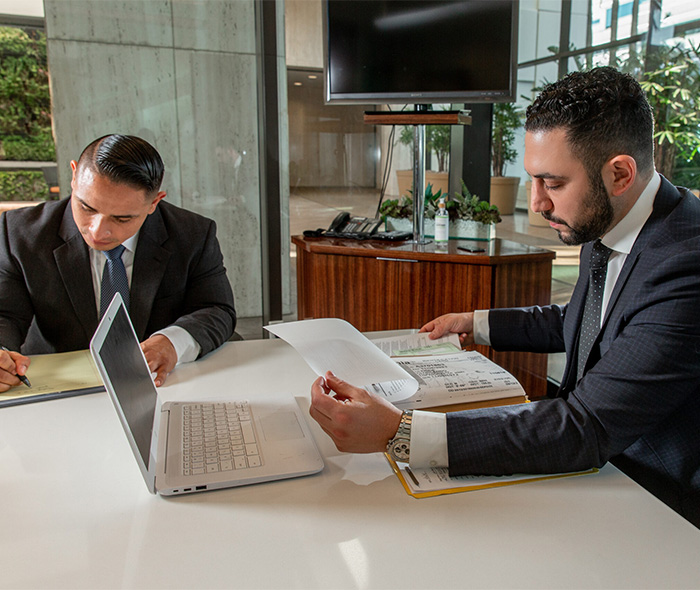Motorcyle Accidents Josh meeting to review paperwork